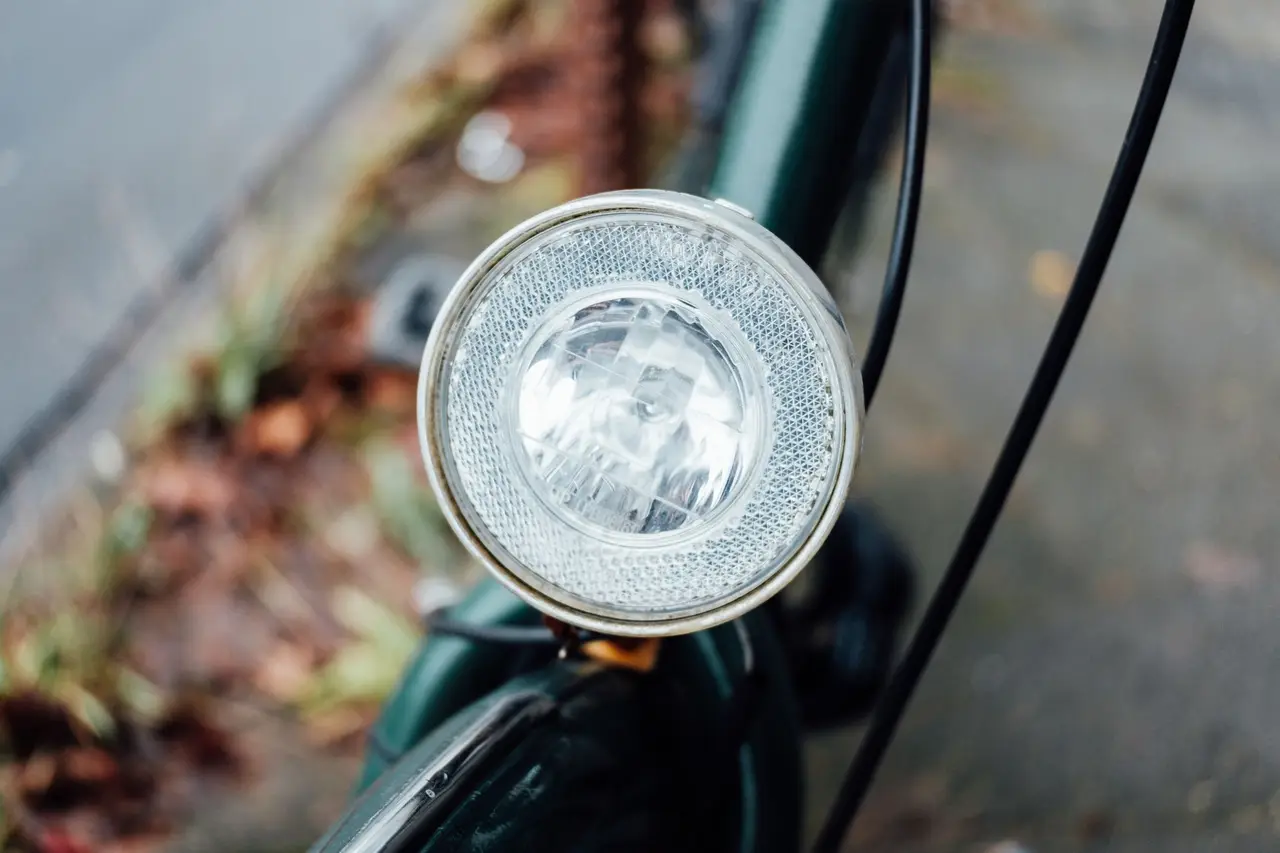 Bicycle headlight on a city street